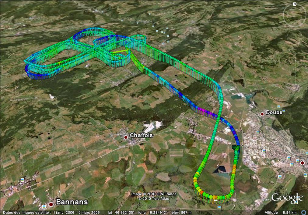 Trace GPS du vol de placement des AP du 09 octobre 2010